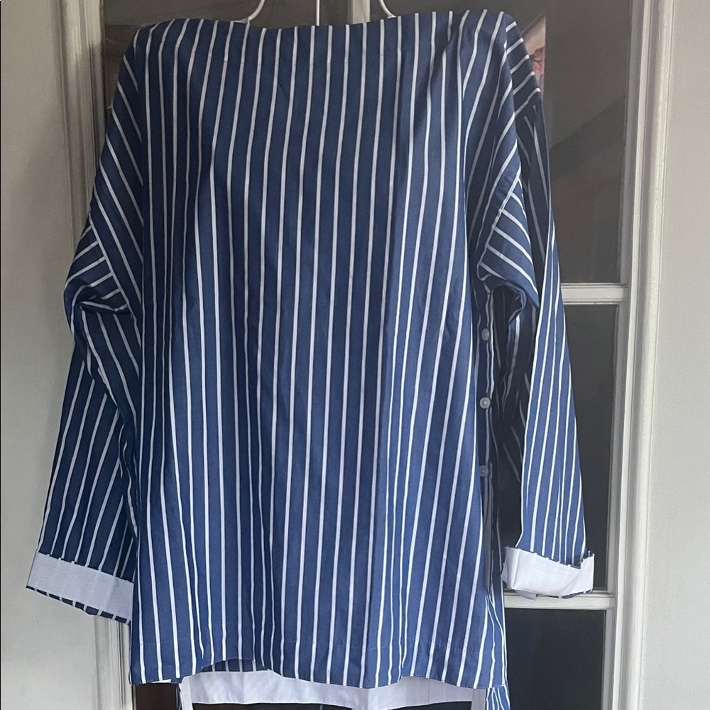 J. Crew Blue and White Striped Tunic Top